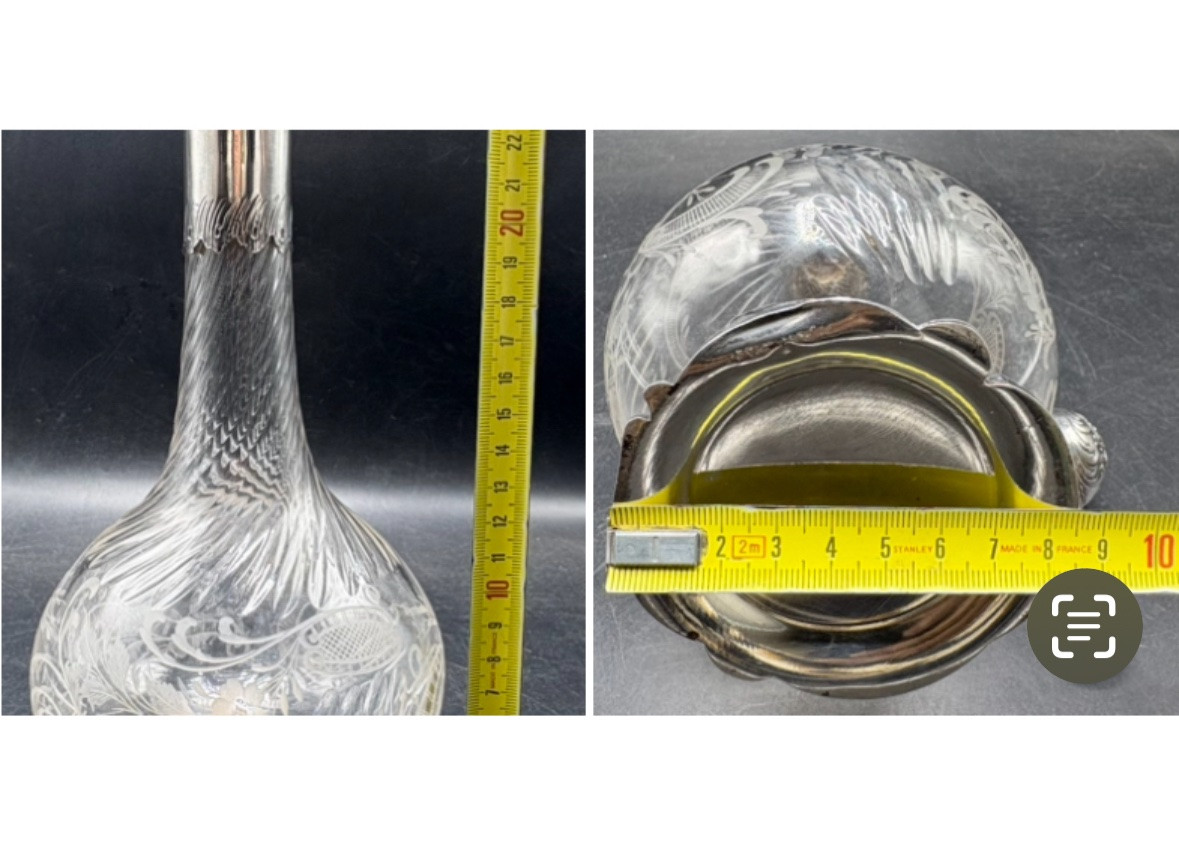 Late 19th Century Saint Louis Cut And Engraved Blown Crystal Alcohol Decanter With Solid Silver Mount-photo-6
