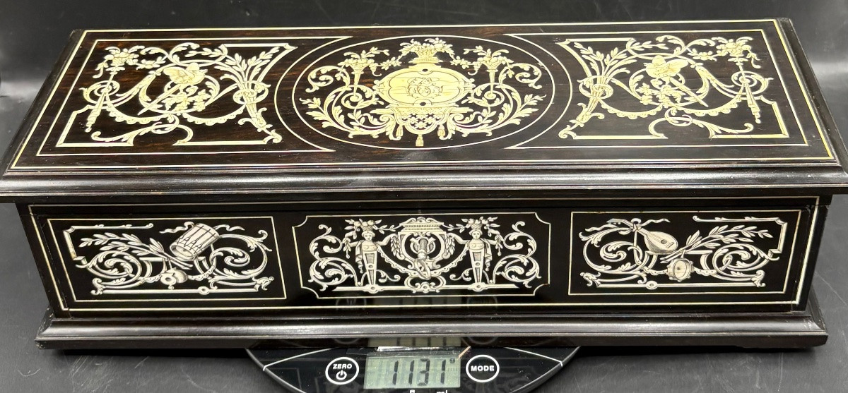 BOÎTE A GANTS EN ÉBÈNE MARQUETÉ D’IVOIRE FIN XIXème TAHAN-photo-8