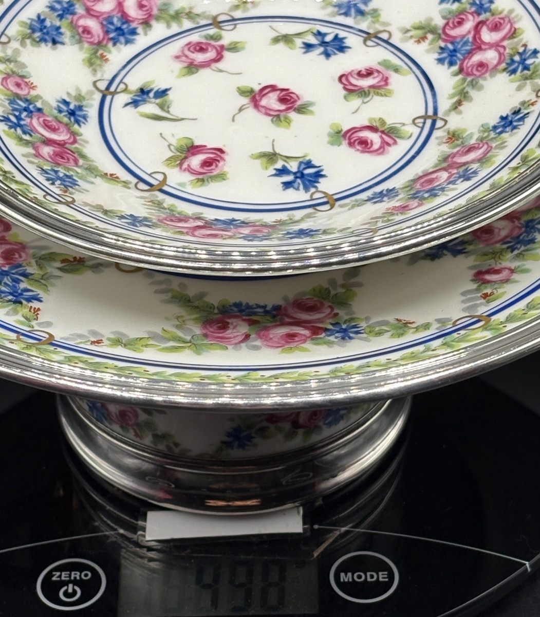 UN DÉJEUNER EN PORCELAINE ÉMAILLÉE PEINT ET DORÉ ET ARGENT MASSIF DES ANNÉES 1900 LIMOGES-photo-8