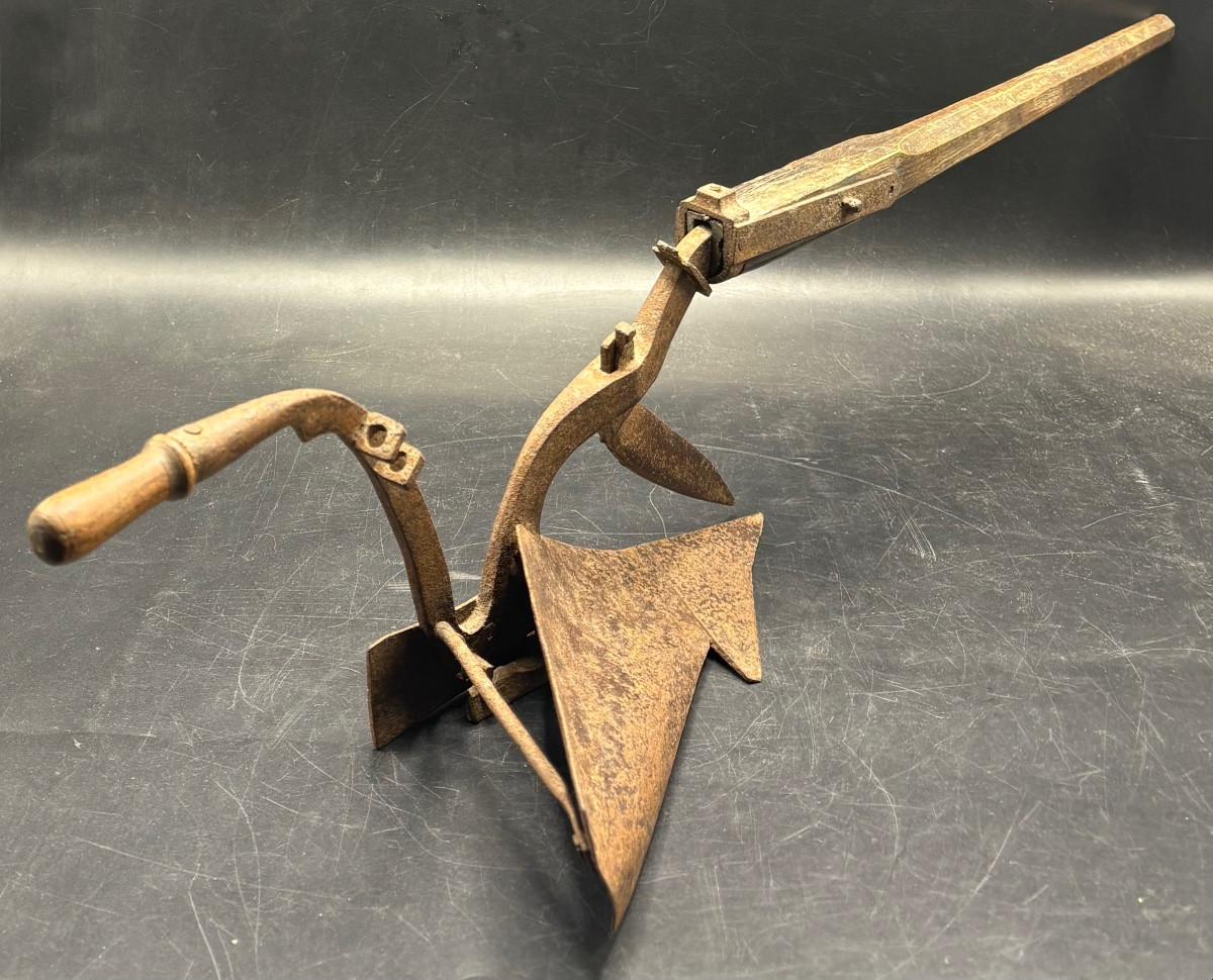 Wrought Iron And Wood Plow From The 1900s, Masterful Work From The Southwest-photo-4