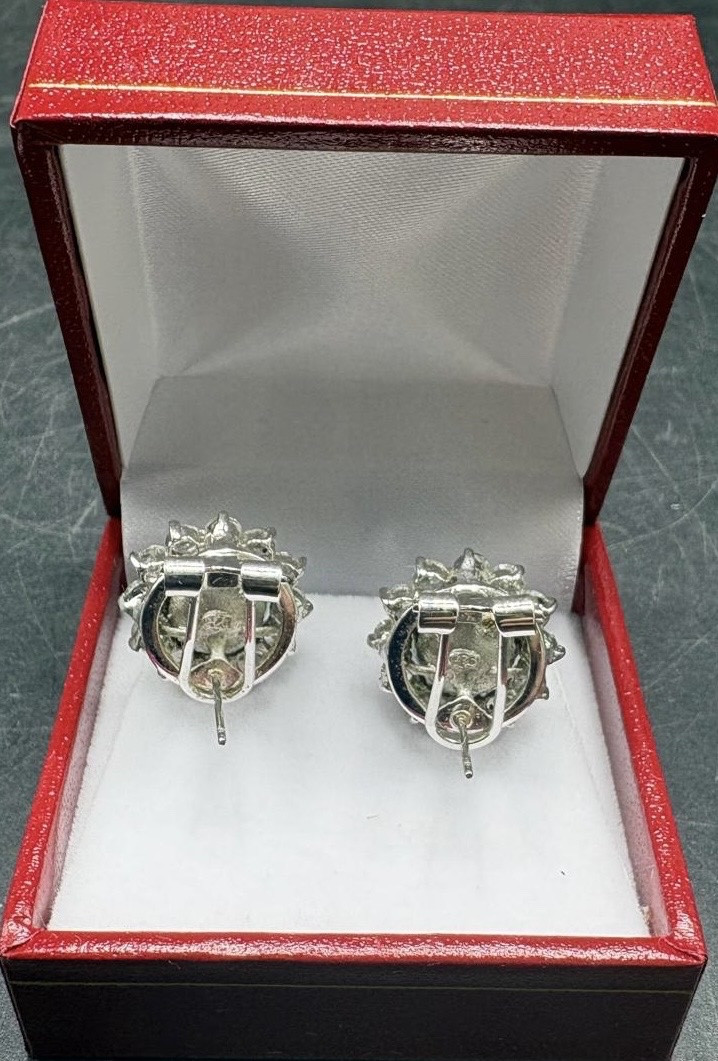 PAIRE DE BOUCLES D’OREILLES ARGENT MASSIF PERLE DE CULTURE ET OXYDES DE ZIRCONIUM DE TAHITI-photo-4