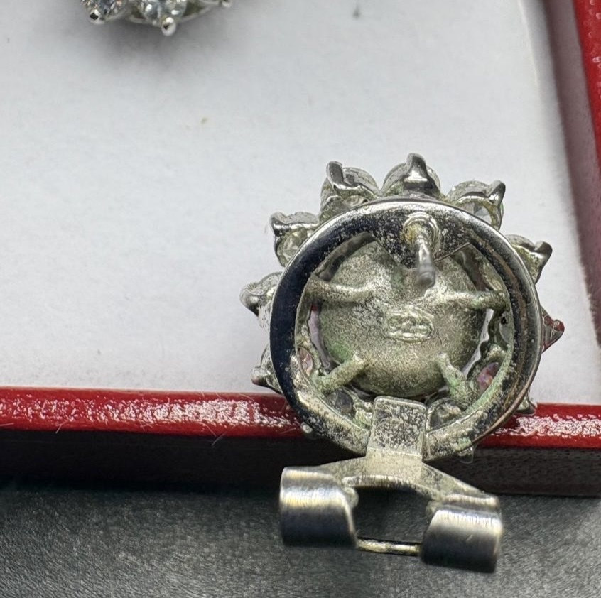 PAIRE DE BOUCLES D’OREILLES ARGENT MASSIF PERLE DE CULTURE ET OXYDES DE ZIRCONIUM DE TAHITI-photo-1