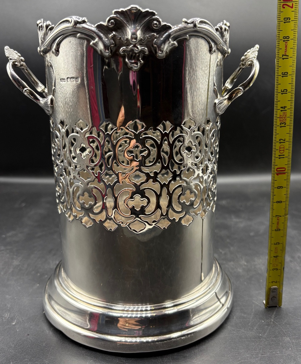 Solid Silver Bottle Bucket From The 1940s By James Dixon In Sheffield -photo-6