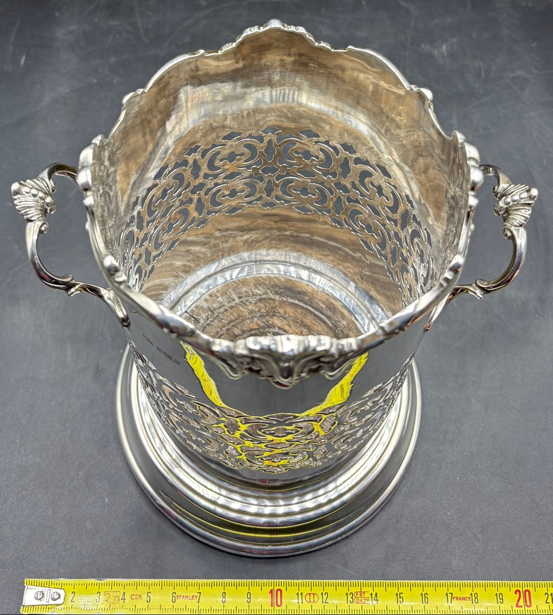 Solid Silver Bottle Bucket From The 1940s By James Dixon In Sheffield -photo-7