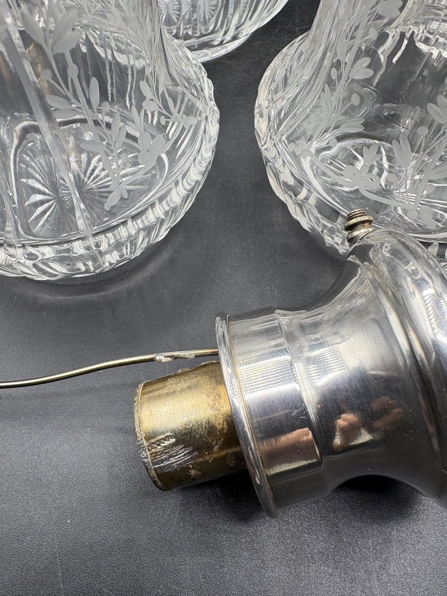 ENSEMBLE DE FLACONS DE TOILETTE EN CRISTAL ET ARGENT MASSIF VERS 1900 SAINT LOUIS & COIGNET-photo-5