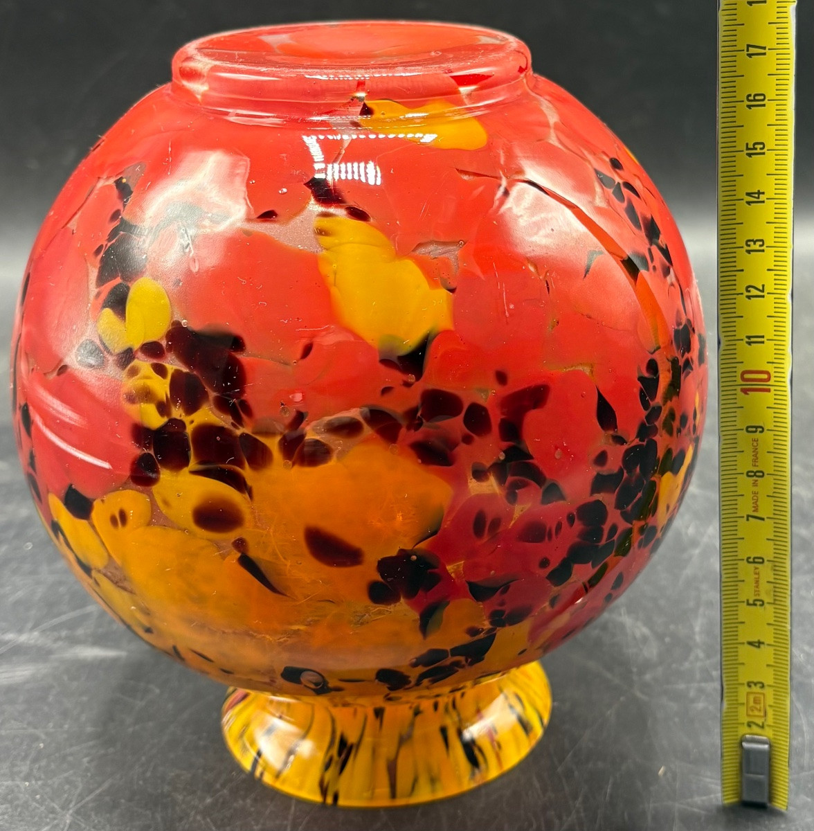 VASE BOULE EN VERRE À COUCHES MULTIPLES DES ANNÉES 1930 VERRERIE DE PANTIN -photo-5