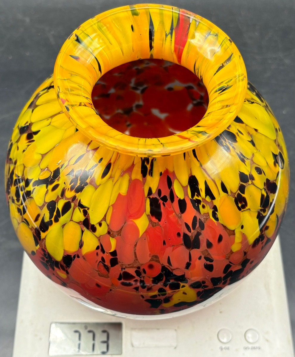 VASE BOULE EN VERRE À COUCHES MULTIPLES DES ANNÉES 1930 VERRERIE DE PANTIN -photo-8