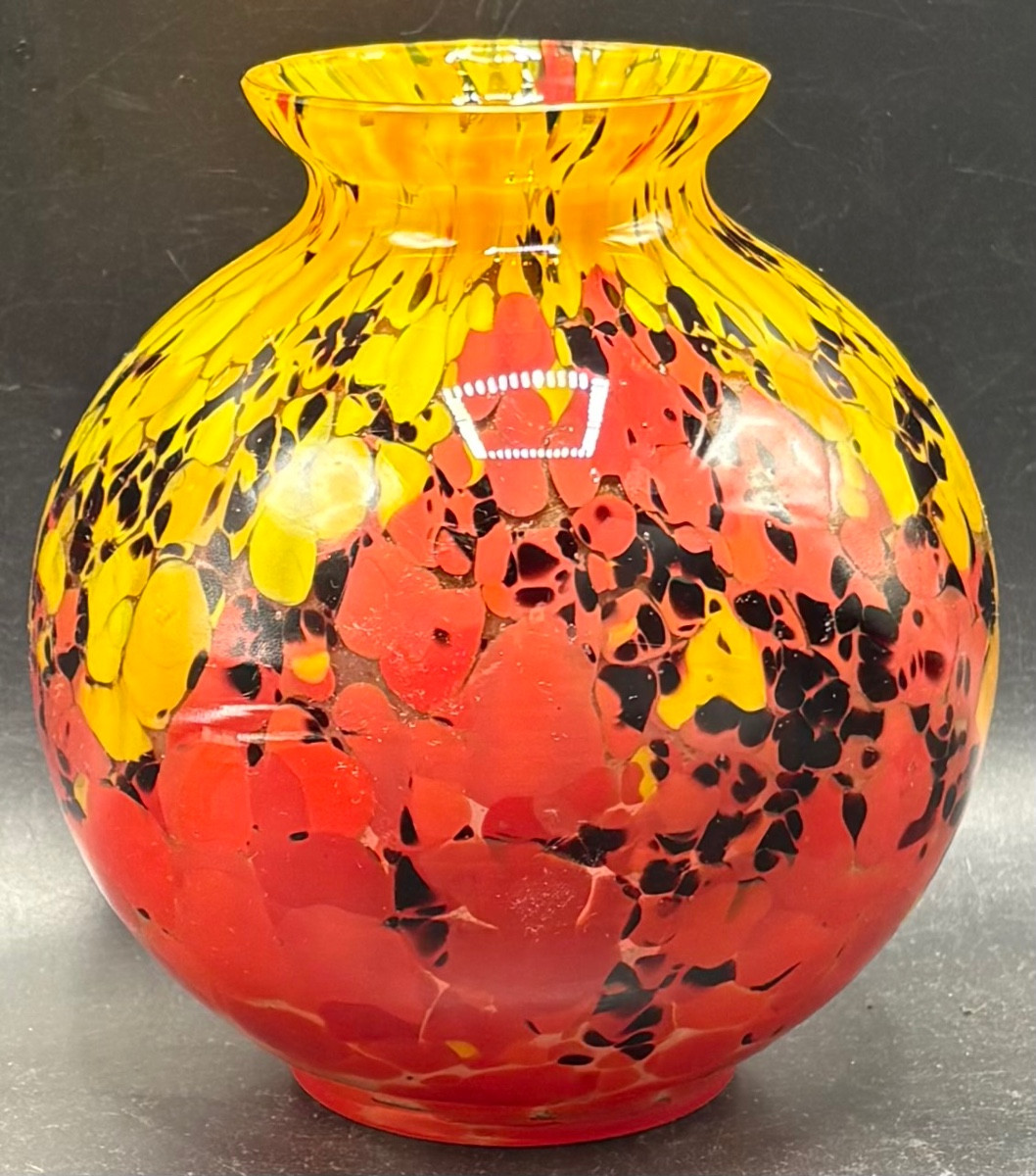 VASE BOULE EN VERRE À COUCHES MULTIPLES DES ANNÉES 1930 VERRERIE DE PANTIN 