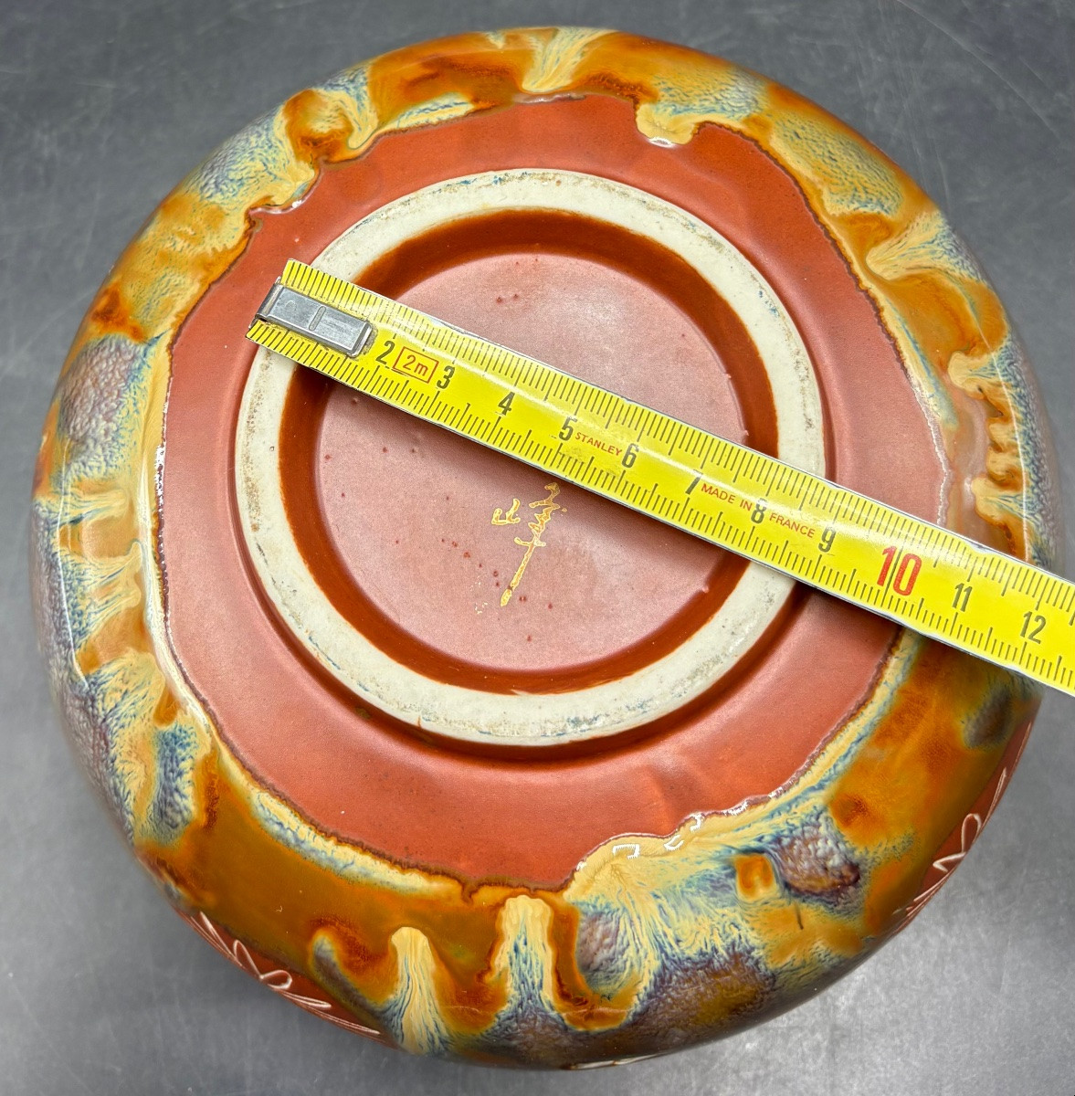 Openwork Ceramic Salad Bowl, Glazed And Gilded, From Japan, 1960s-photo-6