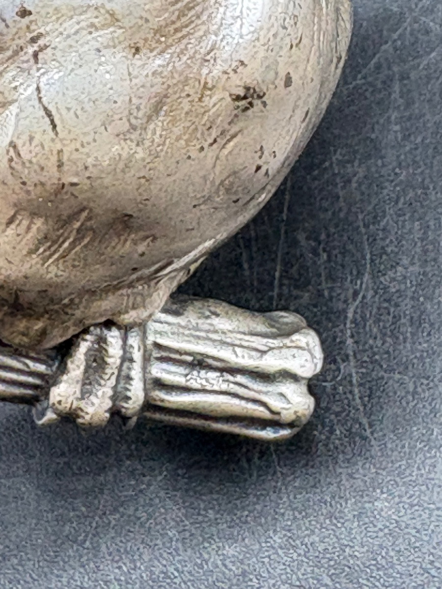 Silver-plated And Patinated Sparrow Subject On Quartz By Celero, Spain, 1920s/30s-photo-2