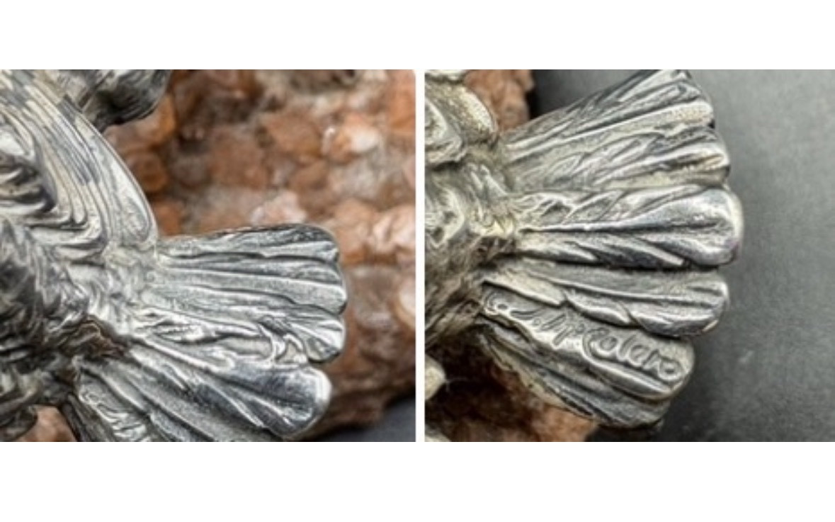 Silver-plated And Patinated Sparrow Subject On Quartz By Celero, Spain, 1920s/30s-photo-4