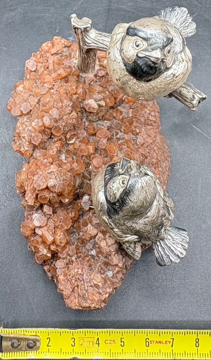 Silver-plated And Patinated Sparrow Subject On Quartz By Celero, Spain, 1920s/30s-photo-6