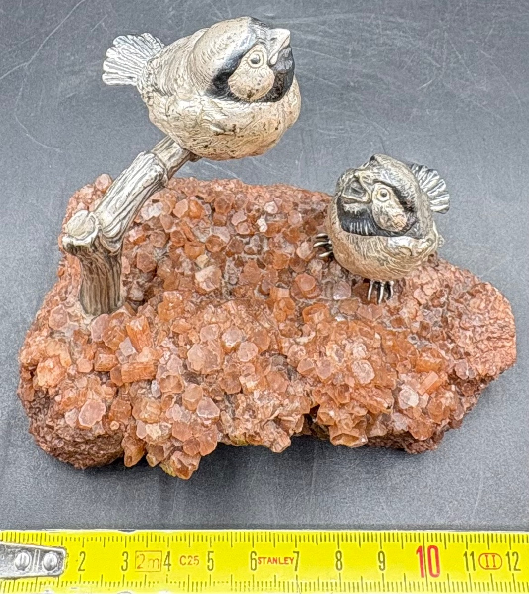 Silver-plated And Patinated Sparrow Subject On Quartz By Celero, Spain, 1920s/30s-photo-7
