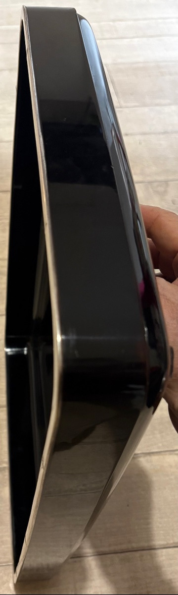 GRAND PLATEAU EN BOIS LAQUÉ CERCLÉ D’ARGENT MASSIF DES ANNÉES 1930 JAPONAIS -photo-3