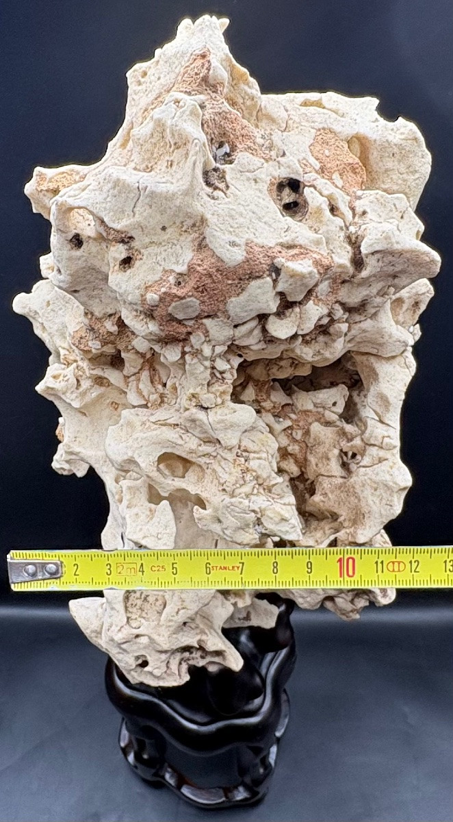 UNE PIERRE NATURELLE ET SOCLE EN BOIS SCULPTÉ LAQUÉ DES ANNÉES 1900 CHINOISE-photo-4