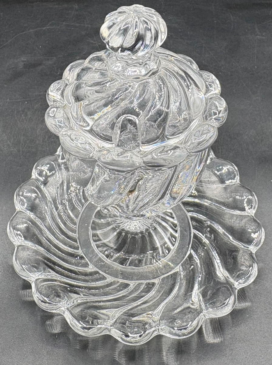 Molted Blown Crystal Mustard Pot From Baccarat, Circa 1900