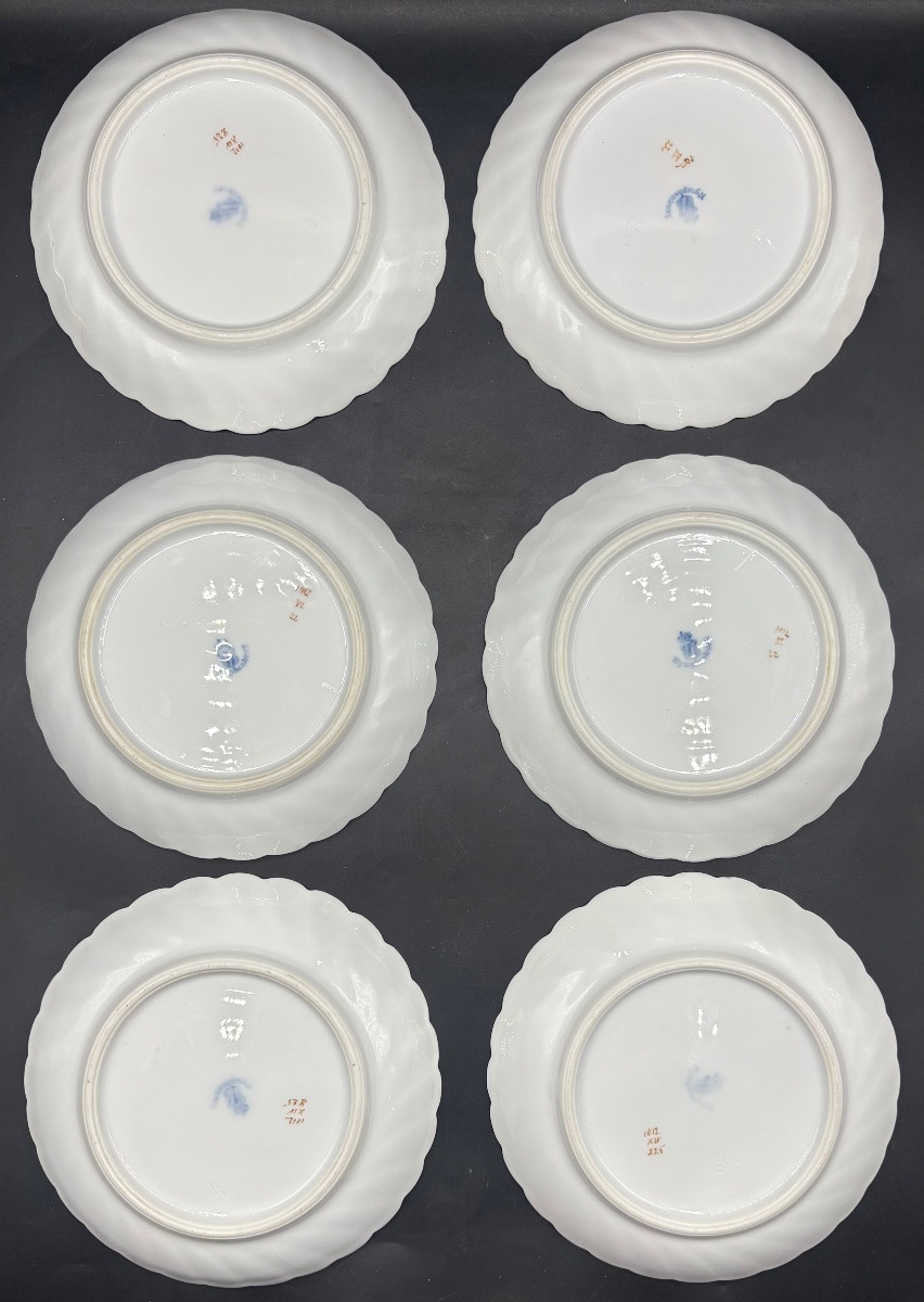 Six Small Painted And Gilded Enameled Porcelain Plates From The 1900s, Saxony-photo-2