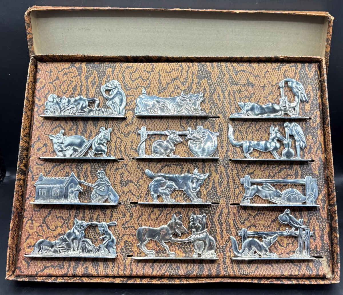 A 12-piece Chrome-plated Brass Knife Rest Set From The 1920s/30s, Signed Benjamin Rabier-photo-2