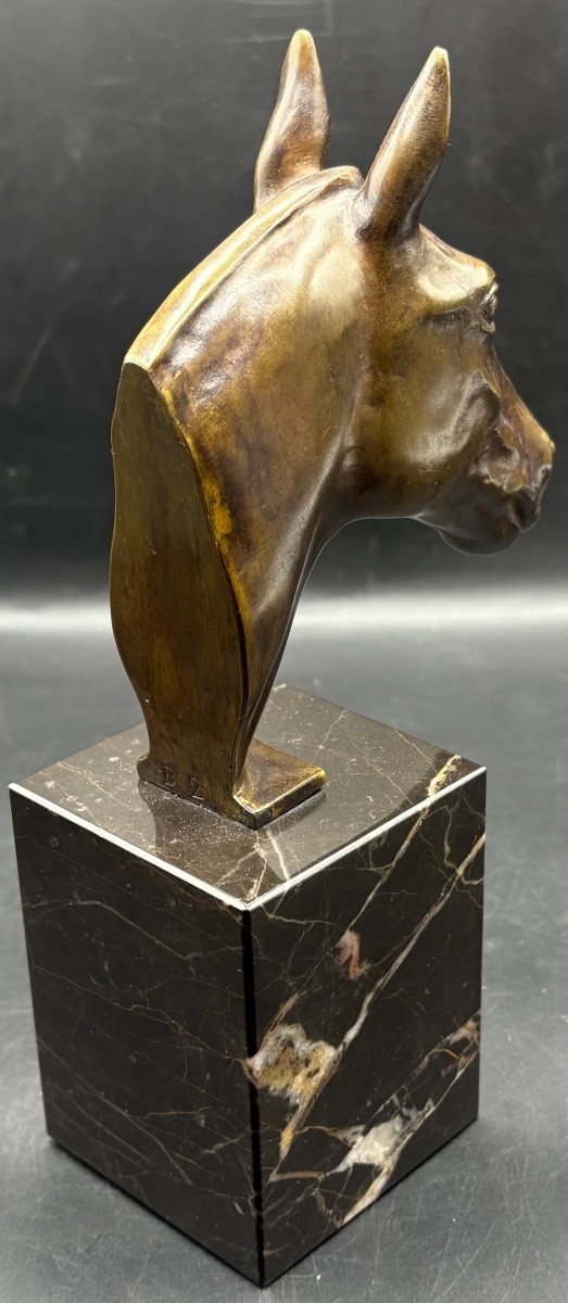 A Bronze Horse's Head From The 1930s/40s Signed Max Le Verrier-photo-3