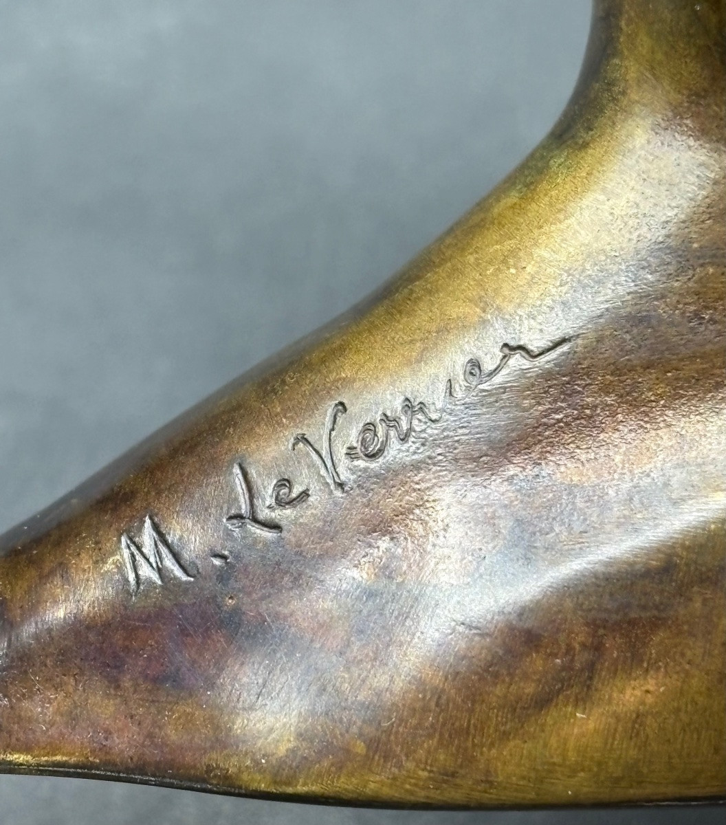 A Bronze Horse's Head From The 1930s/40s Signed Max Le Verrier-photo-3