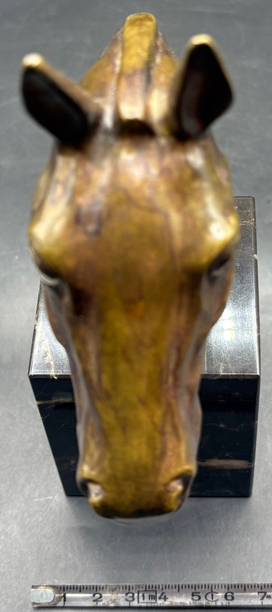A Bronze Horse's Head From The 1930s/40s Signed Max Le Verrier-photo-5