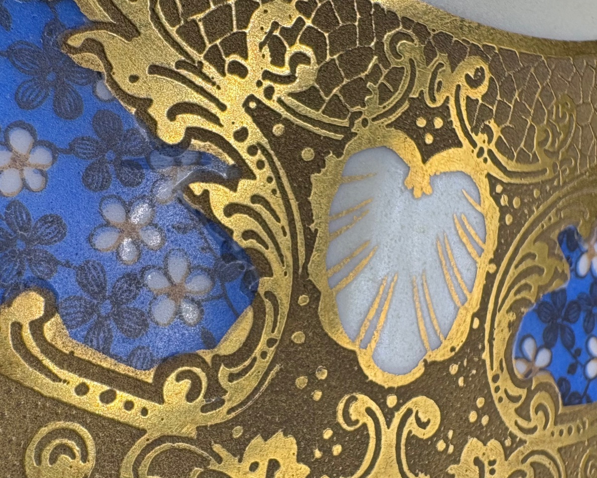 BOUILLON EN PORCELAINE ÉMAILLÉE DORÉE DES ANNÉES 1920 PAR PERLAM-photo-4