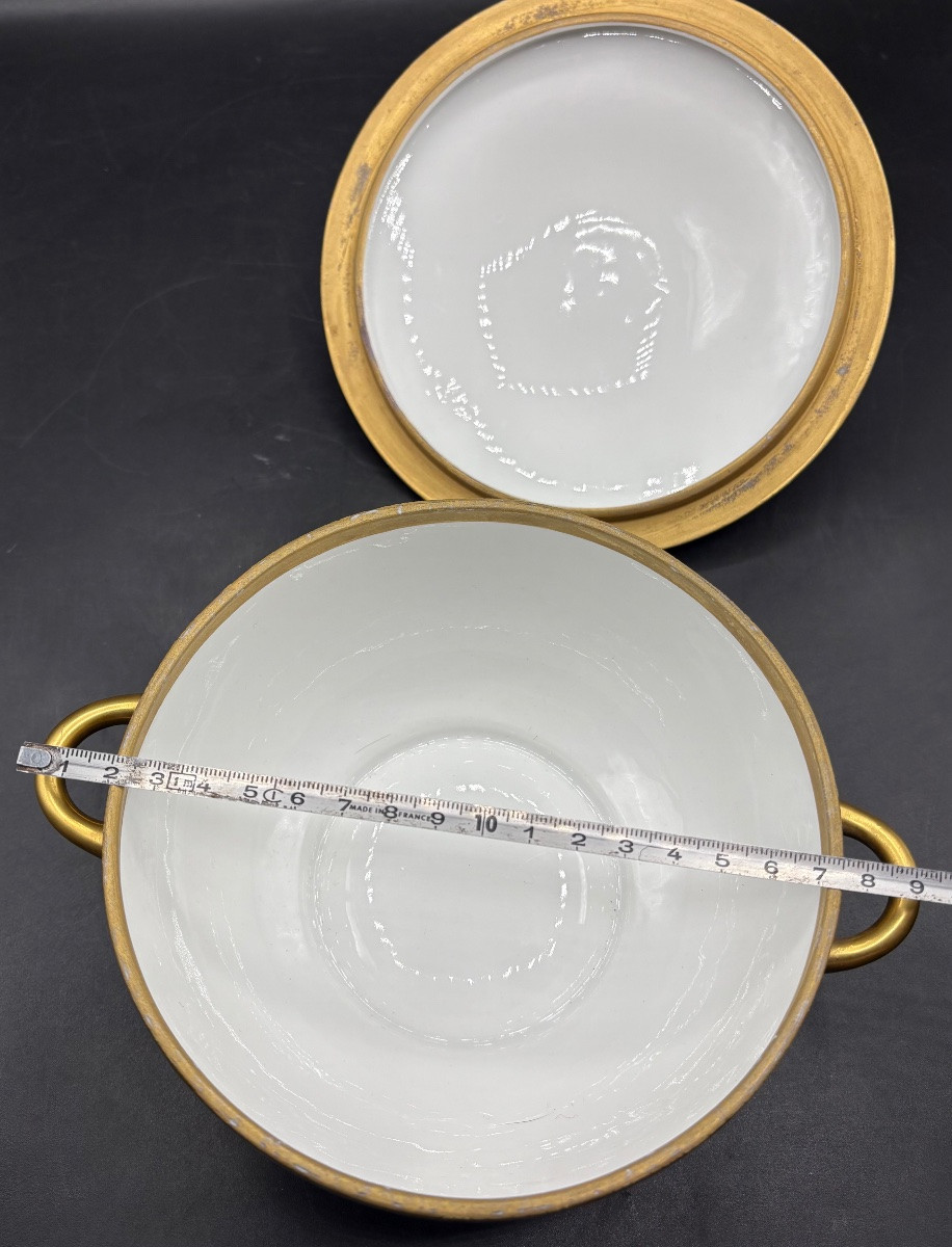 BOUILLON EN PORCELAINE ÉMAILLÉE DORÉE DES ANNÉES 1920 PAR PERLAM-photo-5