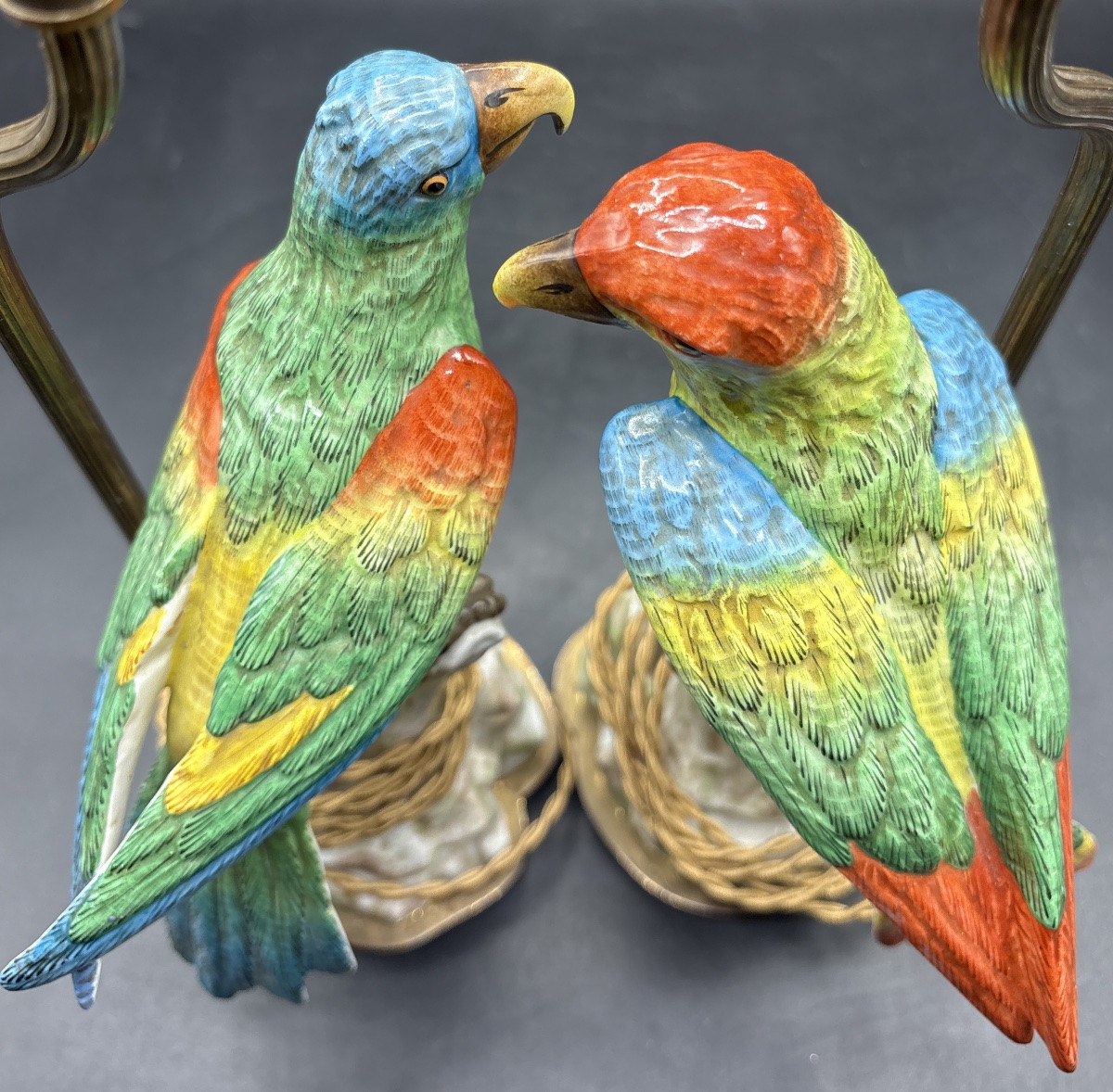 Pair Of Saxon Porcelain Bedside Lamps From The 1920s-photo-1