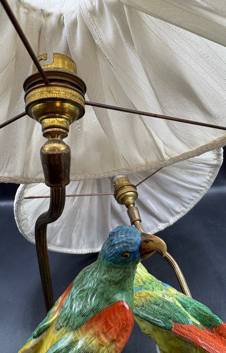 Pair Of Saxon Porcelain Bedside Lamps From The 1920s-photo-2