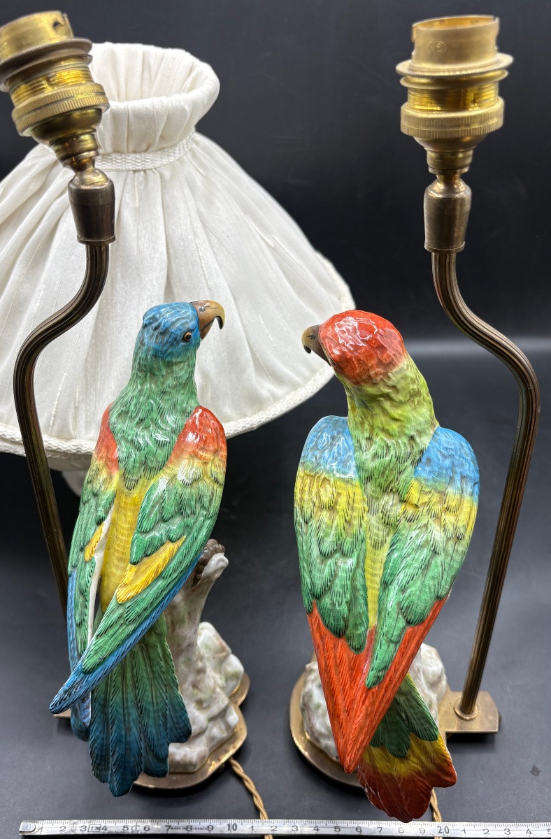 Pair Of Saxon Porcelain Bedside Lamps From The 1920s-photo-7