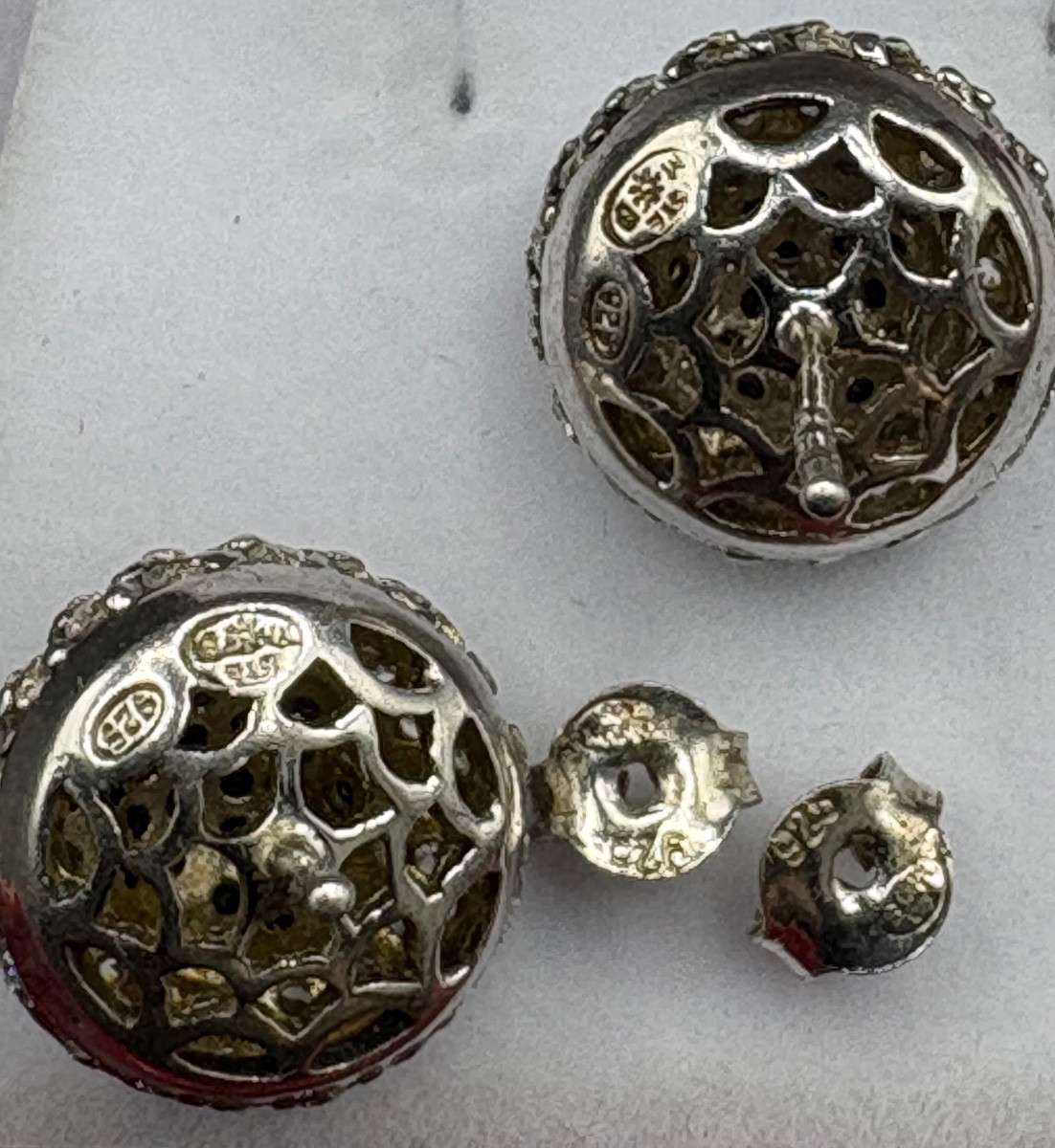 A Pair Of Solid Silver Earrings From The 1980s, French, By Société Mb-photo-3