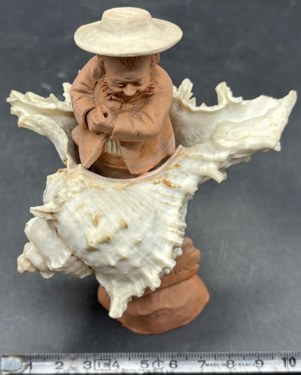 Terracotta Sculpture On A Shell, Circa 1900/20, By Collot Se-photo-6