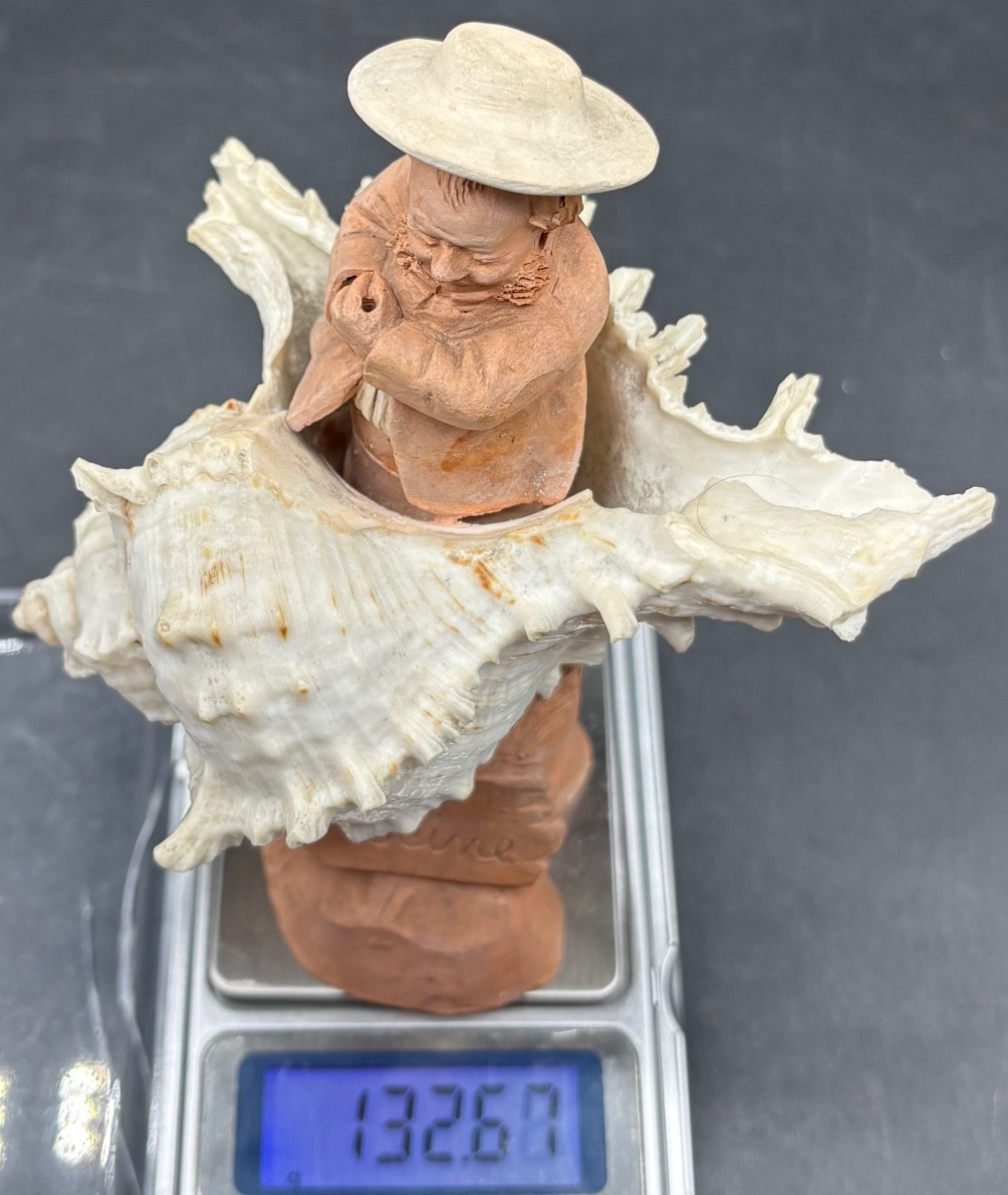 Terracotta Sculpture On A Shell, Circa 1900/20, By Collot Se-photo-8