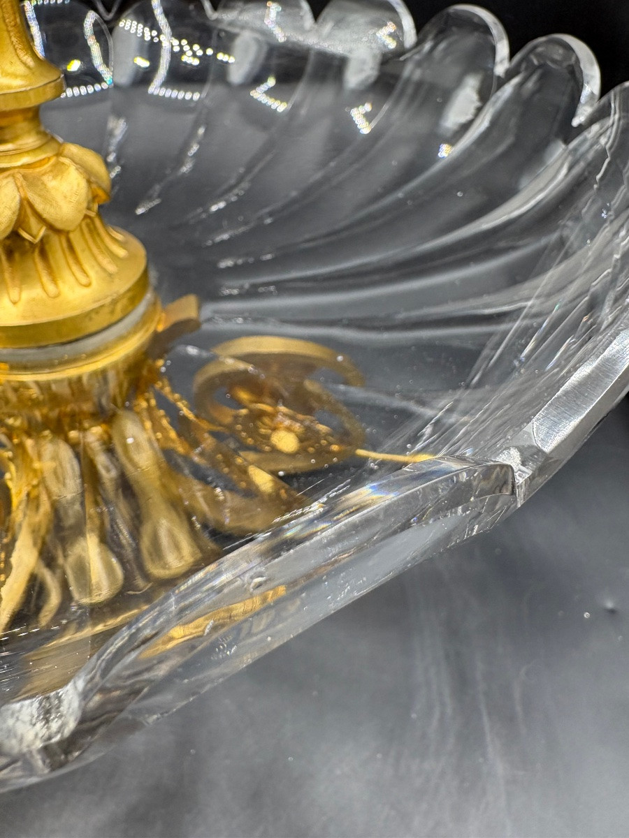 GRANDE COUPE EN CRISTAL SOUFFLÉ TAILLÉ BACCARAT ET BRONZE DORÉ DES ANNÉES 1870 FRANÇAIS -photo-5