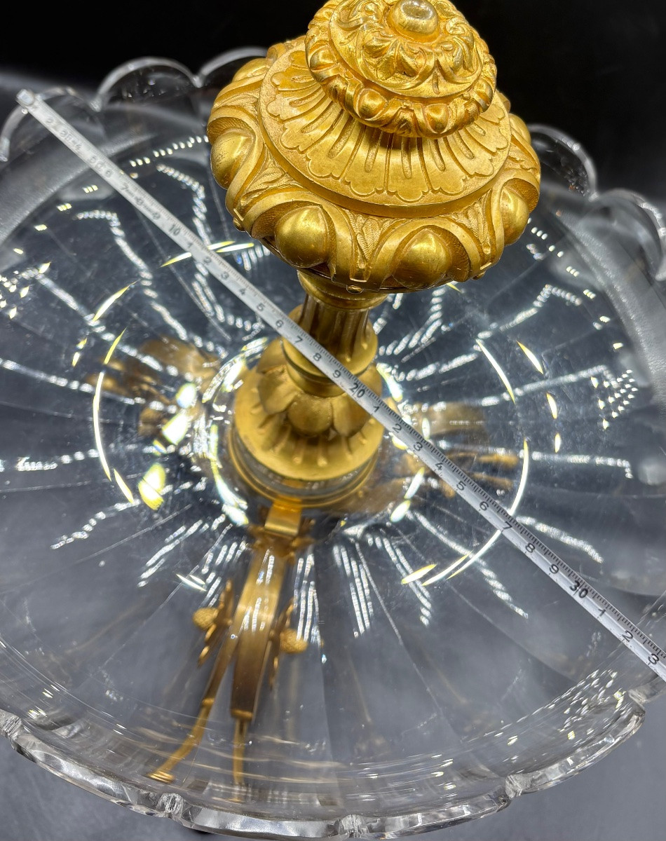 GRANDE COUPE EN CRISTAL SOUFFLÉ TAILLÉ BACCARAT ET BRONZE DORÉ DES ANNÉES 1870 FRANÇAIS -photo-7