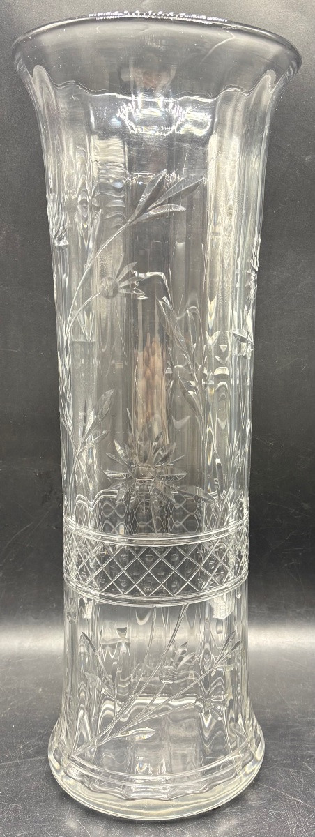 GRAND VASE EN CRISTAL SOUFFLÉ GRAVÉ A LA ROUE DES ANNÉES 1900 PAR SAINT LOUIS -photo-2