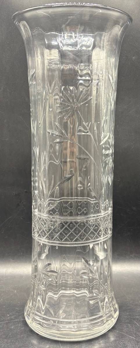 GRAND VASE EN CRISTAL SOUFFLÉ GRAVÉ A LA ROUE DES ANNÉES 1900 PAR SAINT LOUIS -photo-3