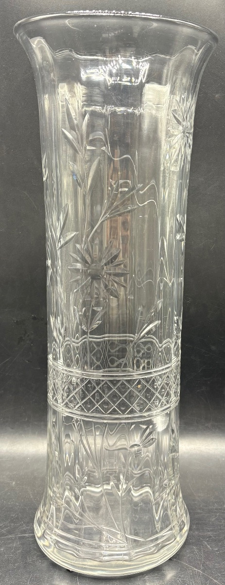 GRAND VASE EN CRISTAL SOUFFLÉ GRAVÉ A LA ROUE DES ANNÉES 1900 PAR SAINT LOUIS -photo-4