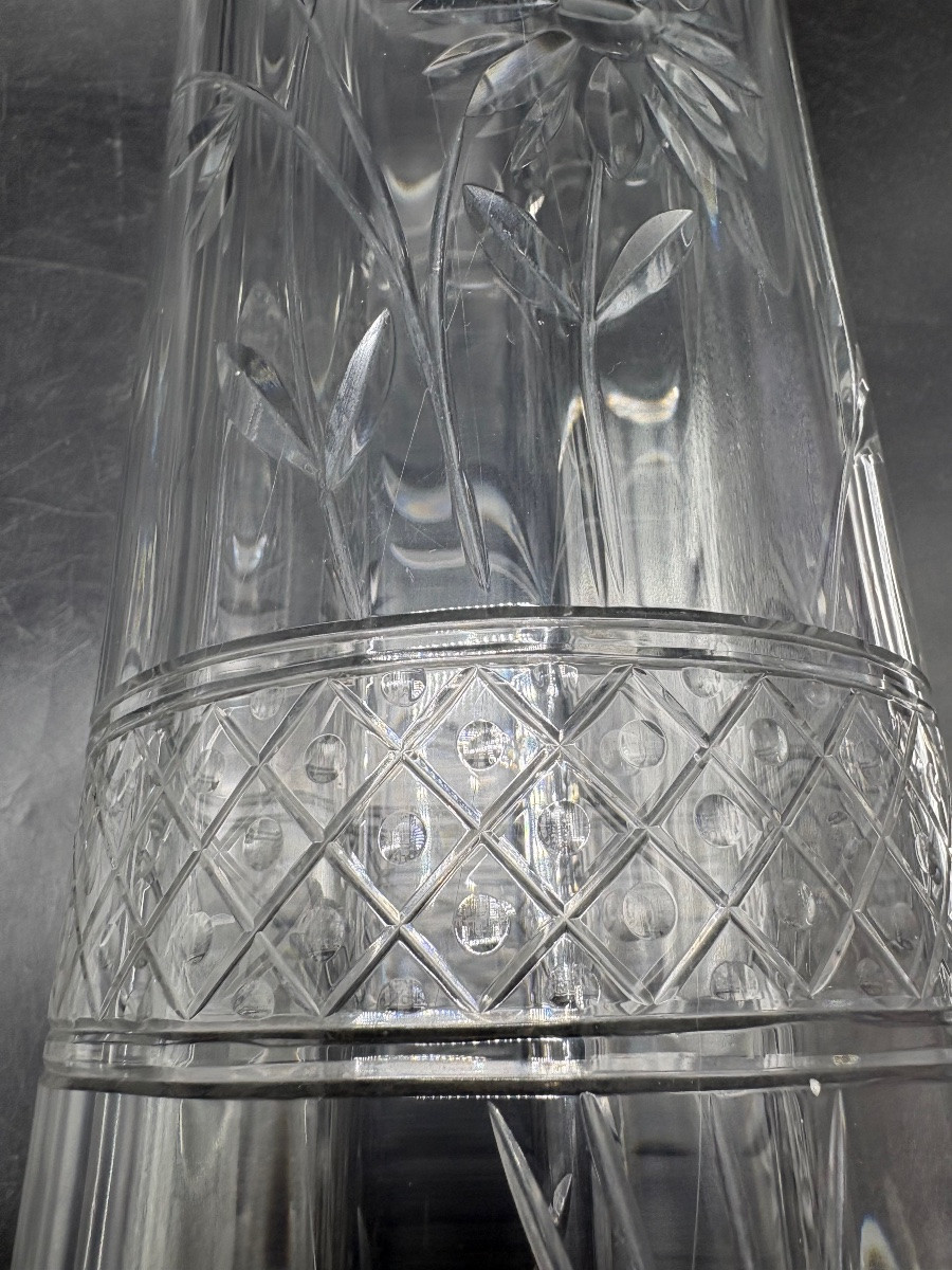 GRAND VASE EN CRISTAL SOUFFLÉ GRAVÉ A LA ROUE DES ANNÉES 1900 PAR SAINT LOUIS -photo-4