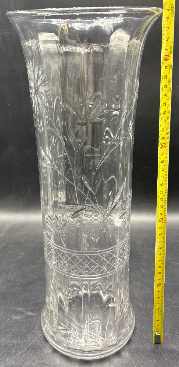 GRAND VASE EN CRISTAL SOUFFLÉ GRAVÉ A LA ROUE DES ANNÉES 1900 PAR SAINT LOUIS -photo-5