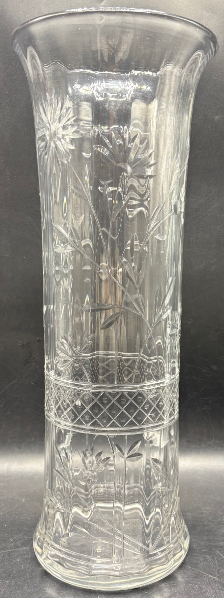 GRAND VASE EN CRISTAL SOUFFLÉ GRAVÉ A LA ROUE DES ANNÉES 1900 PAR SAINT LOUIS 