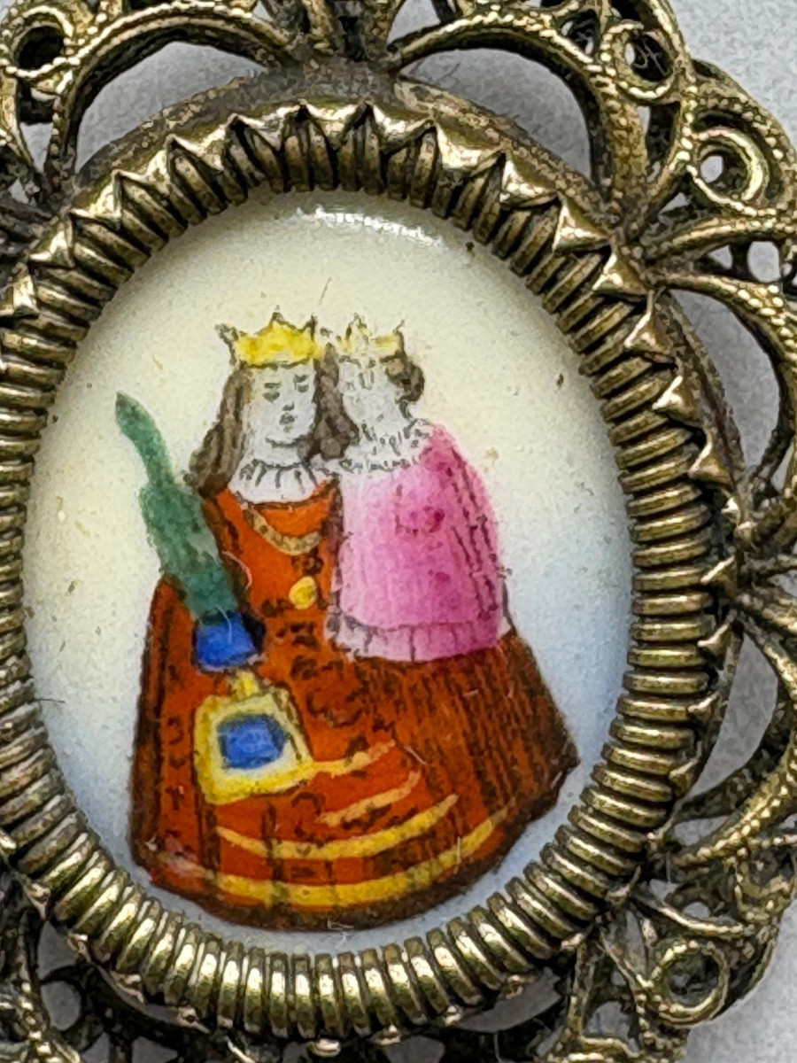 Brass And Enameled Porcelain Pendant From The European 1900s-photo-1