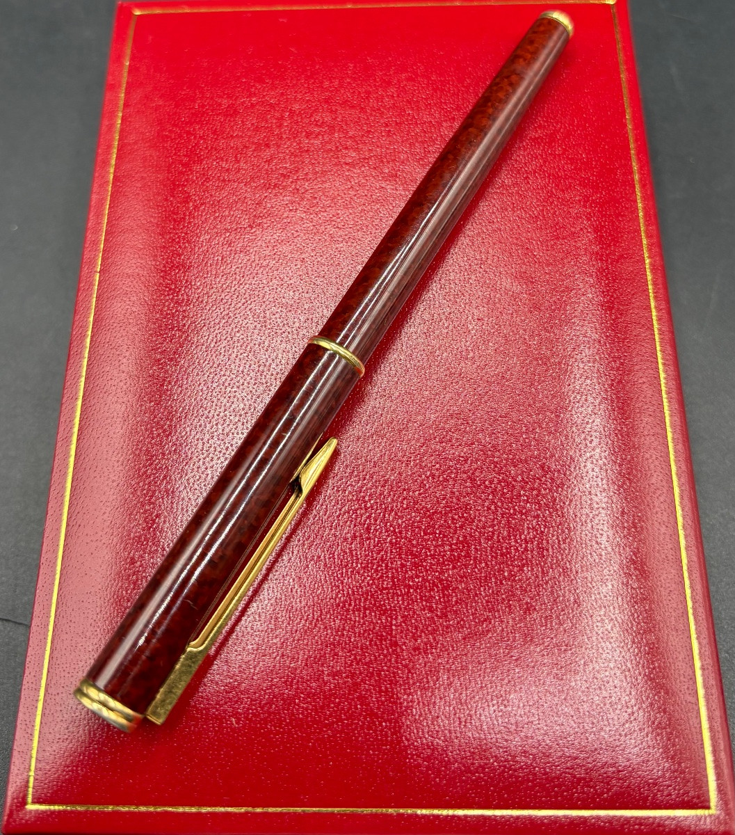 STYLO PLUME OR ET LAITON ÉMAILLÉ WATERMAN DES ANNÉES 1970-photo-3