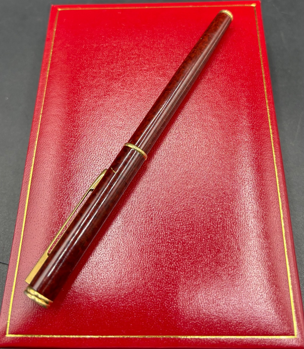 STYLO PLUME OR ET LAITON ÉMAILLÉ WATERMAN DES ANNÉES 1970-photo-4