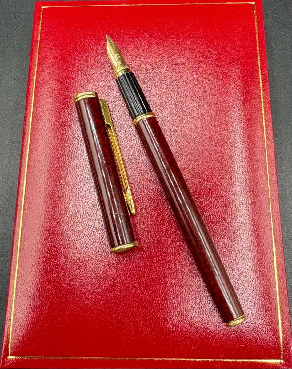 STYLO PLUME OR ET LAITON ÉMAILLÉ WATERMAN DES ANNÉES 1970-photo-4