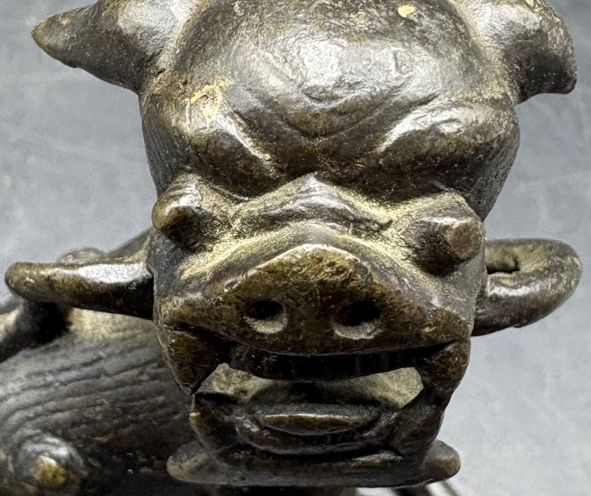 PETIT CHIEN DE FÖ EN BRONZE À CIRE PERDUE FIN XVIIIÈME CHINOIS-photo-3