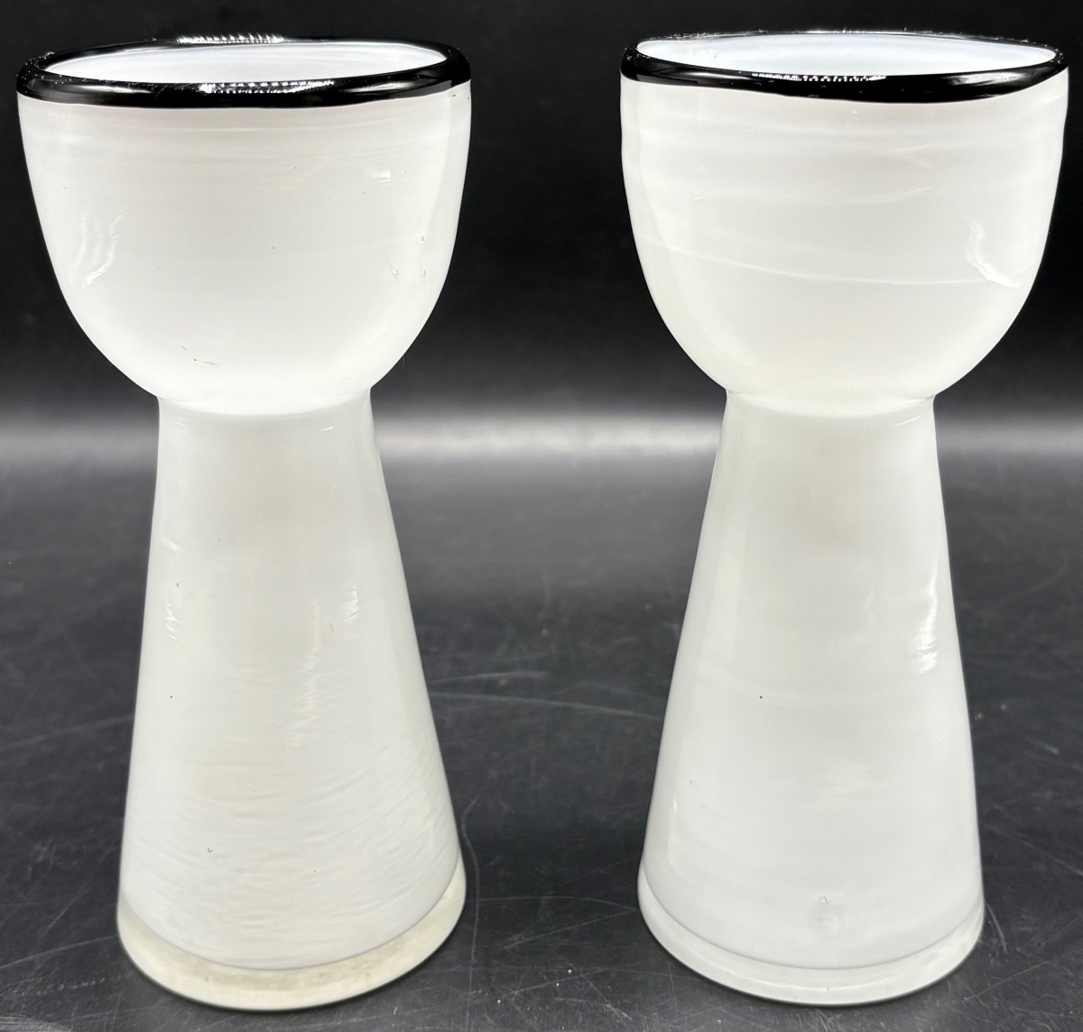 PAIRE DE VASES À JACINTHES VERRERIE À COUCHES MULTIPLES SOUFFLÉES DES ANNÉES 1940/50 EUROPÉENNE-photo-2