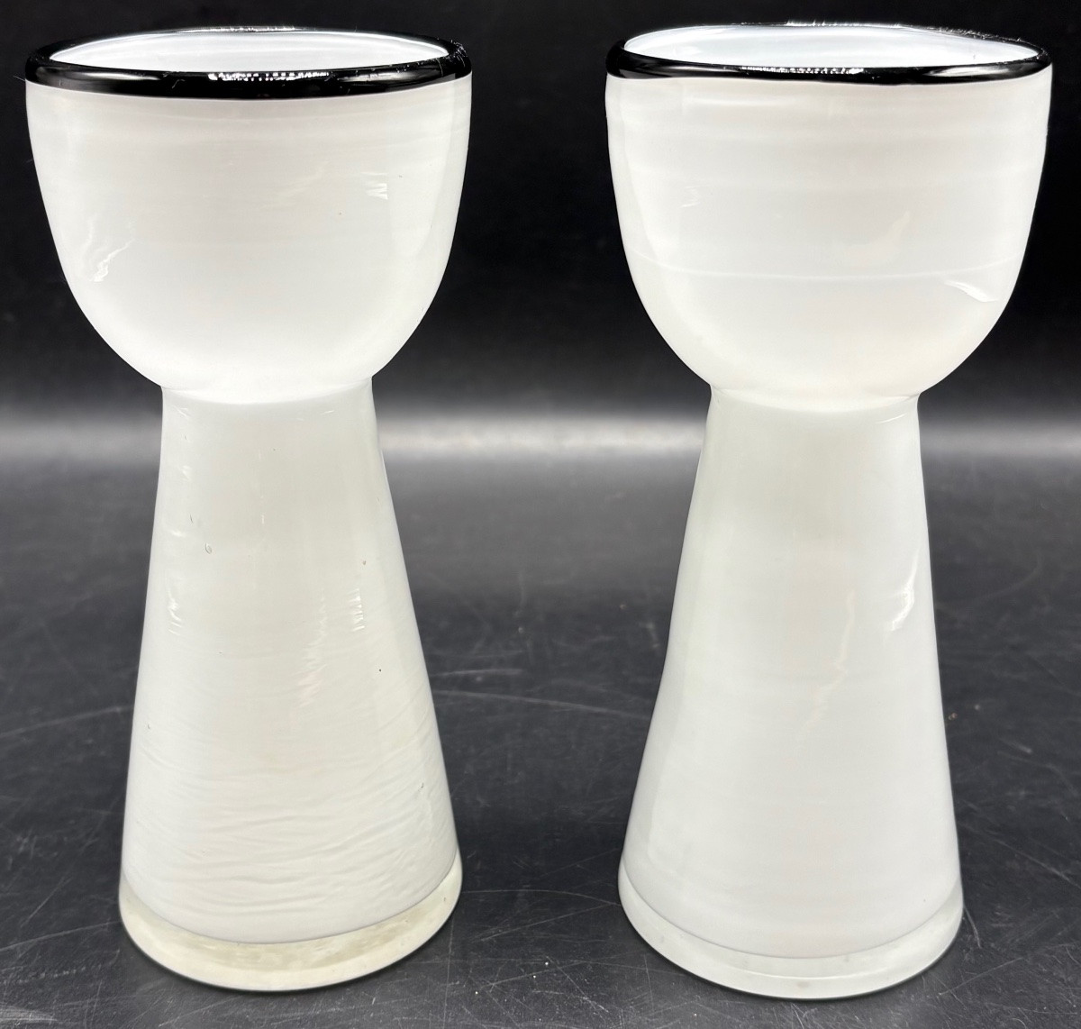 PAIRE DE VASES À JACINTHES VERRERIE À COUCHES MULTIPLES SOUFFLÉES DES ANNÉES 1940/50 EUROPÉENNE-photo-3