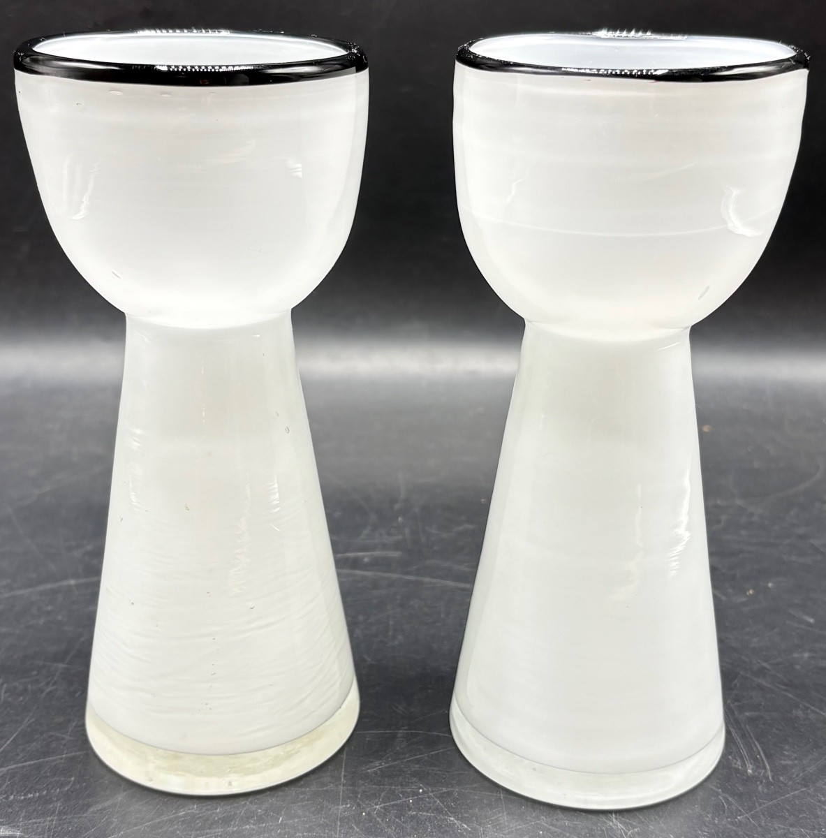 PAIRE DE VASES À JACINTHES VERRERIE À COUCHES MULTIPLES SOUFFLÉES DES ANNÉES 1940/50 EUROPÉENNE-photo-4