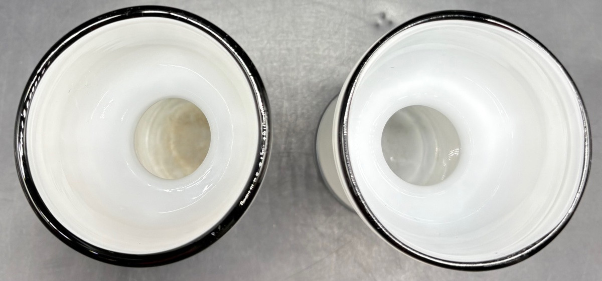 PAIRE DE VASES À JACINTHES VERRERIE À COUCHES MULTIPLES SOUFFLÉES DES ANNÉES 1940/50 EUROPÉENNE-photo-2